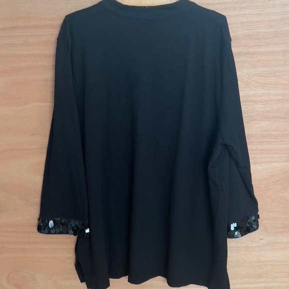 NWT CHICOS black macro sequin v-neck tunic top size 4 XXL holiday lightweight - Picture 6 of 7